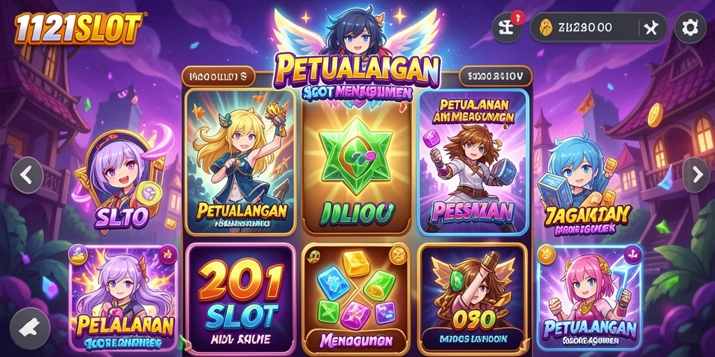 Tampilan gameplay seru dengan karakter anime favorit.
