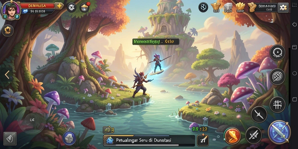 Tangkapan layar gameplay DEWANUSA menunjukkan petualangan mendebarkan di dunia fantasi.