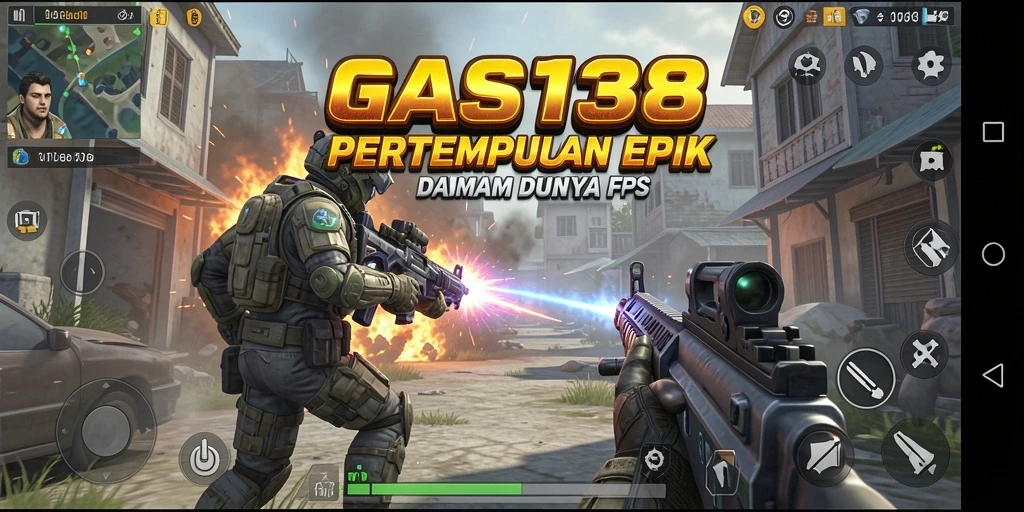 Screenshot gameplay GAS138 menampilkan aksi pertempuran FPS yang mendebarkan.