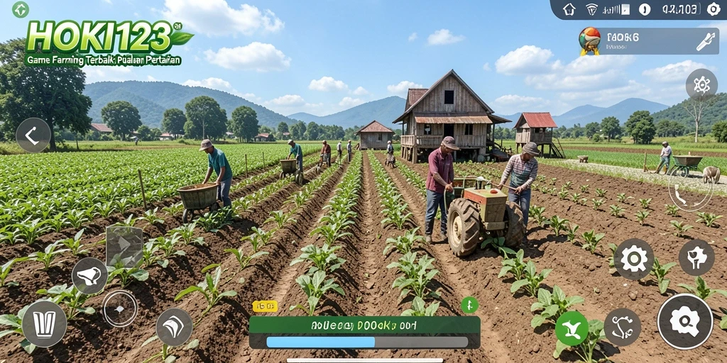 Screenshot gameplay HOKI123 menampilkan aktivitas bercocok tanam yang menyenangkan.