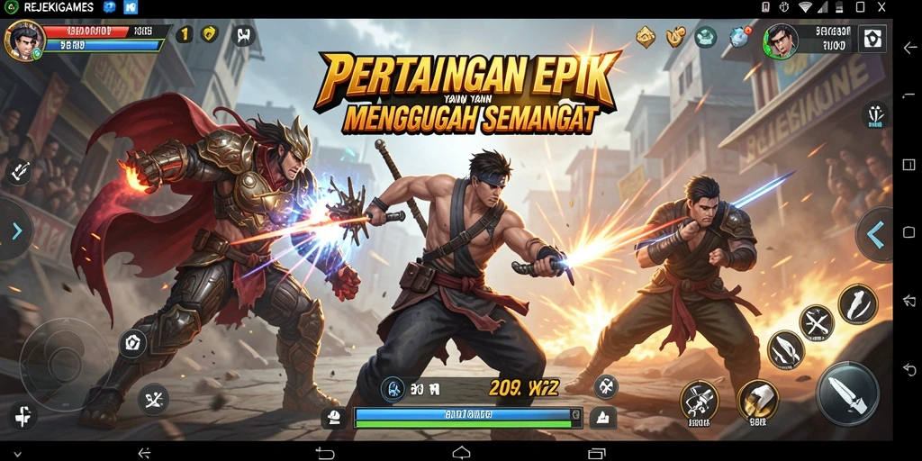 Tampilan pertarungan mendebarkan di REJEKIGAMES.