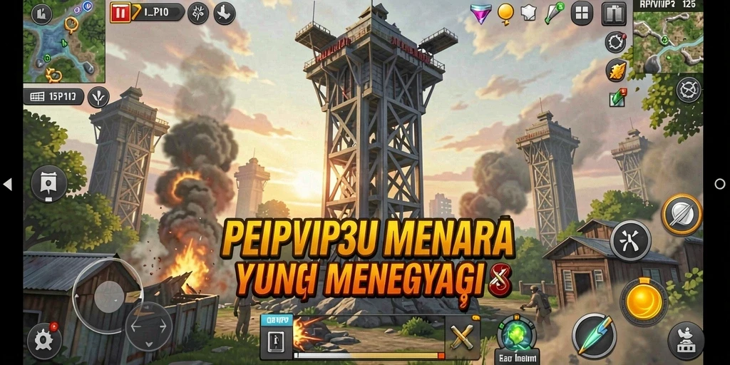 Screenshot menunjukkan aksi intens dari gameplay Tower Defense RPVIP3.