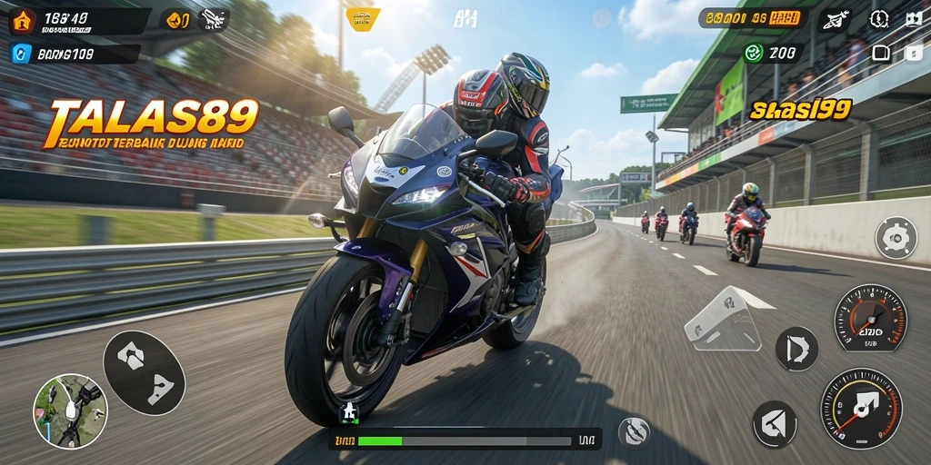 Gameplay mendebarkan di TALAS89 dengan balapan motor cepat.