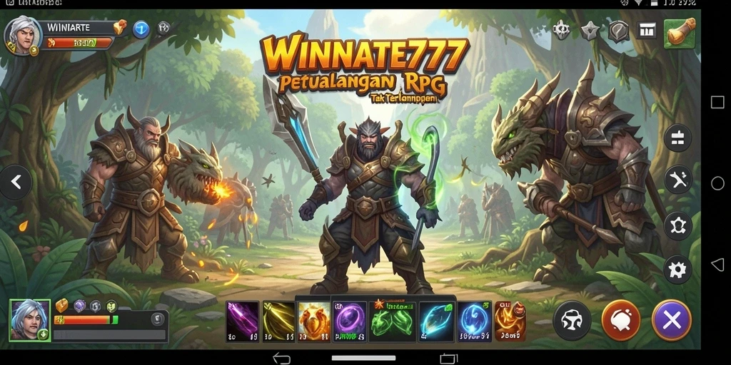 Menampilkan aksi seru dalam gameplay RPG WINRATE777.