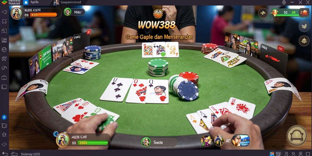 Screenshot WOW388 menampilkan pemain menikmati permainan Gaple.