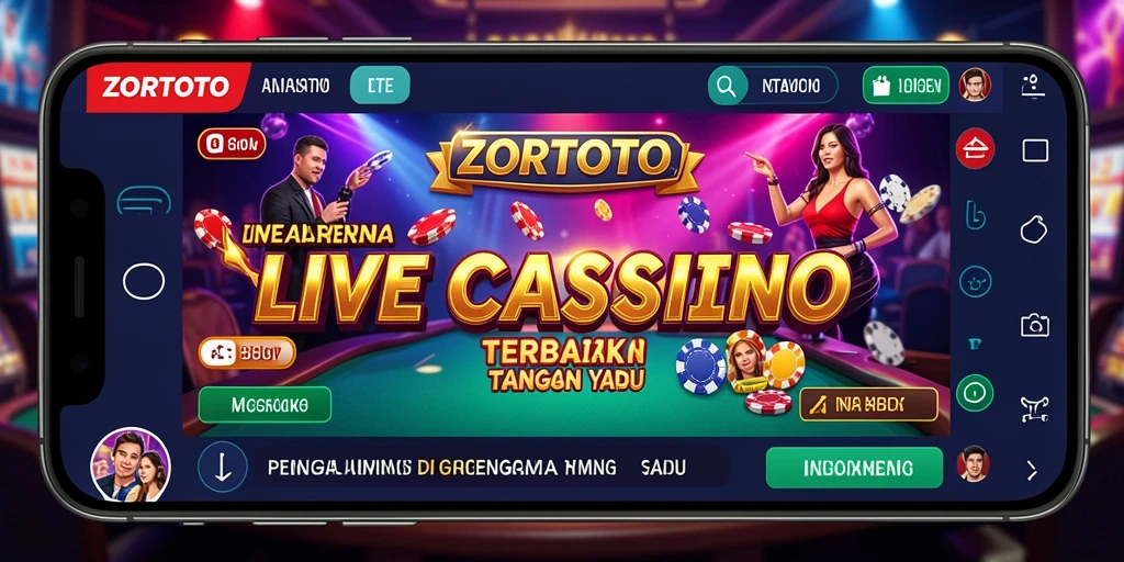 Screenshot gameplay ZORTOTO menampilkan dealer interaktif dalam permainan Live Casino.